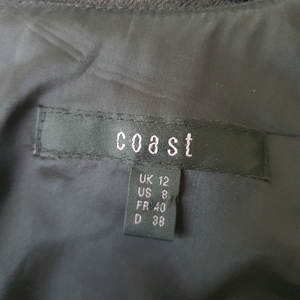 Coast UK Size 12 Black Fit and Flare Box Pleated Cap Sleeve Dress NWOT - Picture 3 of 12